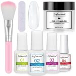 Lofuanna Dip Powder Nail Kit Starter-Clear Nail Dipping Powder with Base&Top Coat&Activator&Brush Saver,No UV/LED Needed, DIY French Nail Art Man
