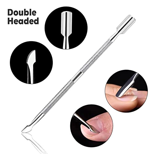 Sularpek 2 Pack Cuticle Pusher and Cuticle Peeler, Cuticle Pusher Stainless Steel Dual Head Nail Scraper,Nail Gel Polish Remover Tool for Fingern