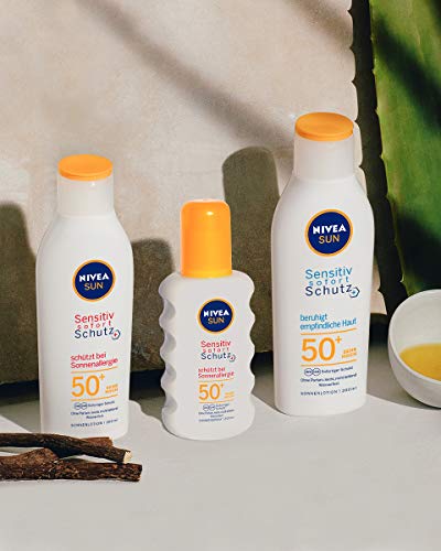 Nivea Sun Sensitive Instant Protection Sun Spray Anti-Sun Allergy SPF 50+ (200 ml), Nourishing Sun Spray for Sensitive Skin, Sun Lotion as a Prac