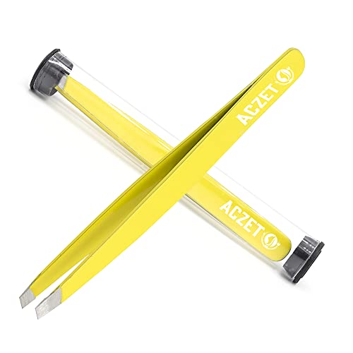 Eyebrow Tweezers, Professional Stainless Steel Precision Tweezers for Eyebrows Plucking, Ingrown Hair Remover (Black)