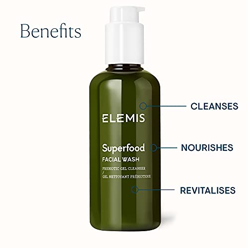ELEMIS Superfood Facial Cleanse, Lightweight Daily Nutrient-Rich Deep Gel to Foam Cleanser Balances & Hydrates Sensitive Skin, Refreshing, Antiox
