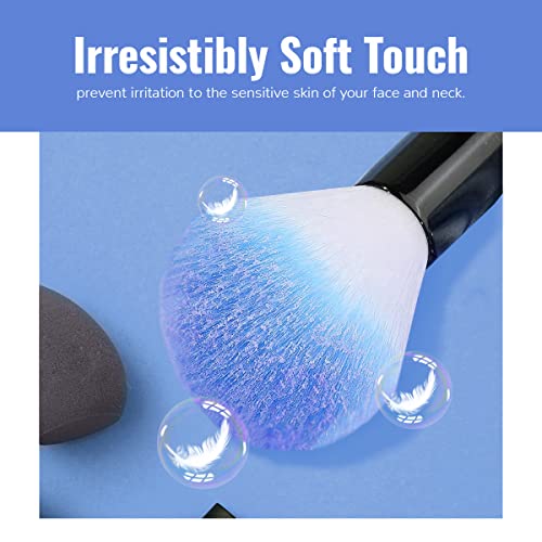 Makeup Brushes Set, 32pcs Blue Premium Cosmetic Make Up Brushes Foundation Blending Blush Concealer Shader Eyeshadow Eyeliner Compatible withTrav