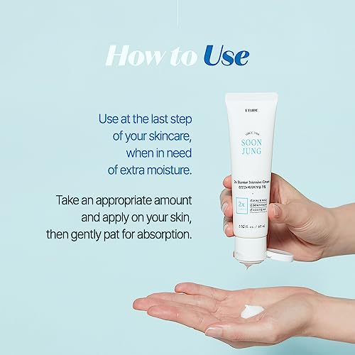 Etude House SoonJung 2x Barrier Intensive Cream 60ml (21AD); Hypoallergenic Shea Butter Hydrating Facial Cream for Sensitive Skin, Water-oil Bala