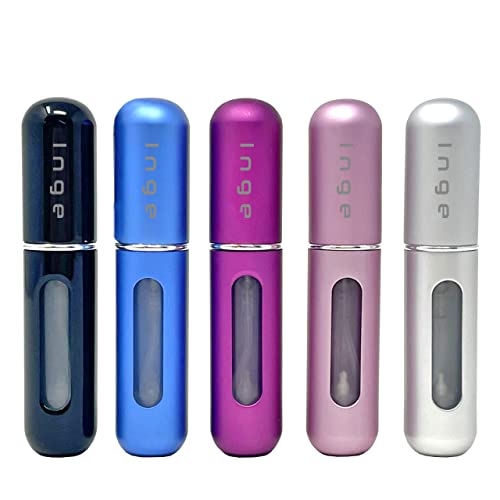 Inge Perfume Atomiser Bottles Refillable Travel Perfume Bottles Perfume Atomisers Portable Mini Perfume Bottles - 5ml - 5 Pack