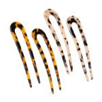 Sibba 4 Pieces U Shaped Hair Pin French Style Cellulose Acetate Tortoise Shell Fork Sticks Updo Chignon Pin for women Girls Hairstyle Accessories