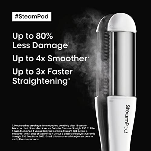L'Oréal Professionnel Steam Hair Straightener & Styling Tool, For All Hair Types, SteamPod 4, UK Plug