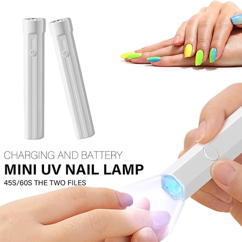 Handheld UV Nail Lamp, Mini UV Lamp for Gel Nails Nail Dryer Flashlight LED Gel Nail Lamp for Curing Glue Gel Nail Gems, USB Nail Flashlight for