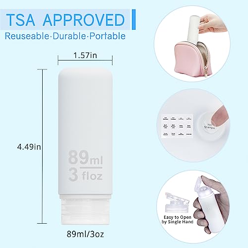 Mafrie Silicone Travel Bottles for Toiletries 89ml 3oz Travel Size Containers Set 4 Pack Portable Leak Proof Refillable Cosmetic Squeeze Bottles