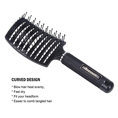 Beayuer Hair Detangling Brush Hair Comb, Professional Curved Vent Styling Faster Blow Drying, Paddle Detangler Hair Brushes Soft Bristles Glide T