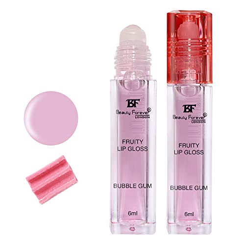 Beauty Forever Fruity Roll on Lip Gloss, Flavoured Lip Gel, Moisturising, Enriched Glossy Finish, Contain Minerals, Hydrating, Suitable for Pout