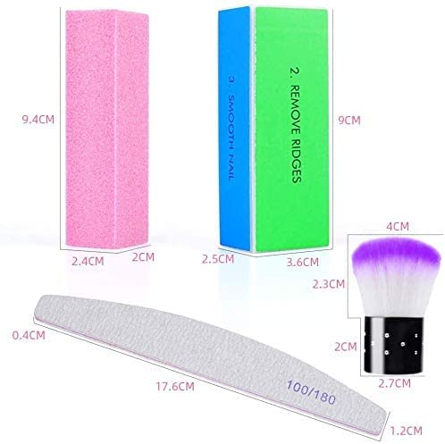 Nail File Set, 13 Pack Nail Files Buffers Nail Brush Professional Nail Files Block 100/180 Grit Double Sided Emery Board Manicure Set for Nail Tr