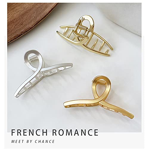 Hair Clips - Large Brushed Metal Hair Claw Clips, Strong Hold Hair Jaw Clips, Vintage Shark Claw Clips Clamp, Headdresses Hair Styling Accessorie