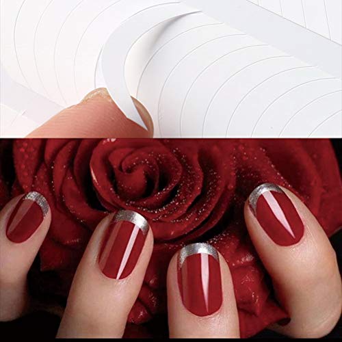 Lanjue 25Sheets/1200PCS French Manicure Nail Sticker,Self-Adhesive Half-Moon Shaped Manicure Stickers