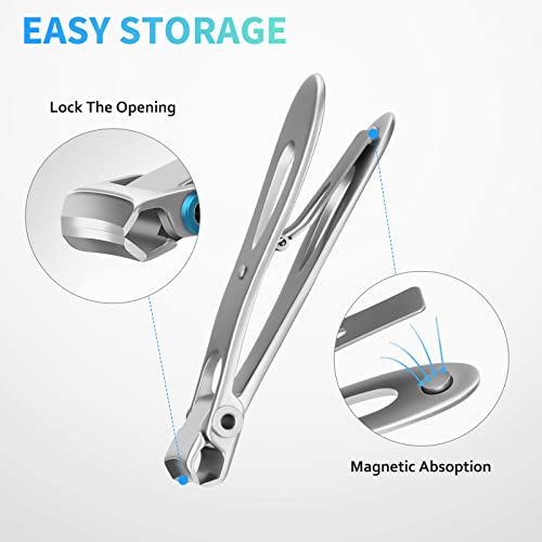 Large Nail Clippers Set for Thick Nails - 16.5mm Wide Jaw Opening Toenail Cutter with Nail File - Heavy Duty Stainless Steel Fingernail Clipper f