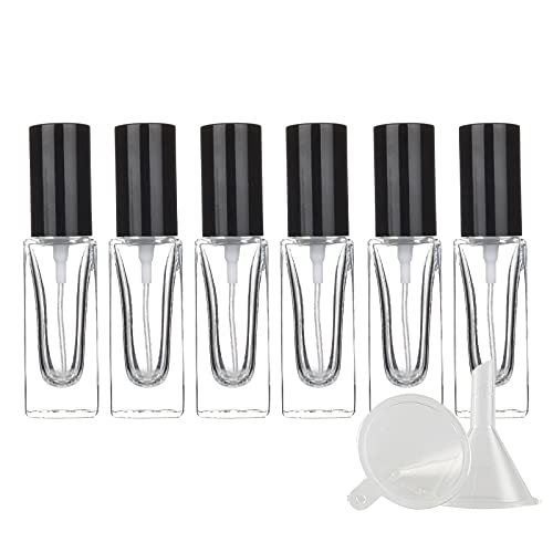 BasicPacking Pack of 6, Transparent 30 ml Portable Perfume Bottles Spray Perfume Atomizer Bottle with Gold Lids, Square Thickened Glass Perfume A