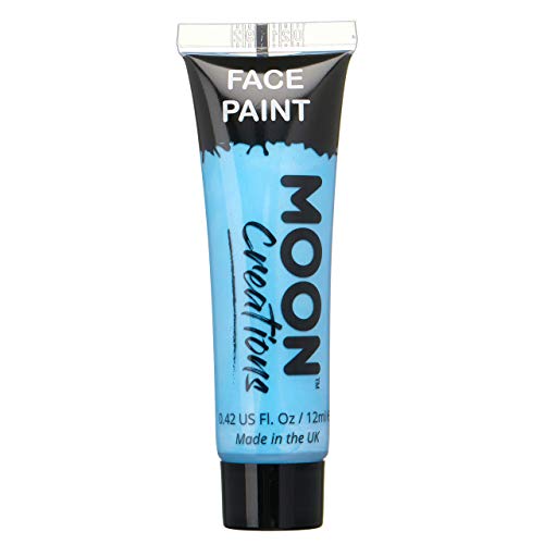 Moon Creations Face & Body Paint Tubes | White | 12ml | Ready to Use Face Paint | No Flake | Cruelty Free, Made in UK | Face Paint for Kids, Adul