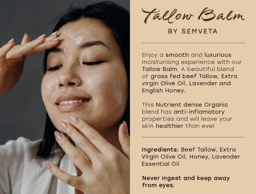 Honey Tallow Balm - 100% Grass Fed Moisturizing Tallow Balm For Sensitive Skin - Tallow Face Cream - Skincare, Tallow Butter, Honey - Tallow Balm