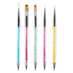 Jsdoin 5pcs Doubel Ended Nail Art Brushes, Nail Dotting Tool, Nail Art Pens Liner Brush Manicure Point Drill Drawing Painting Tools Set for DIY N
