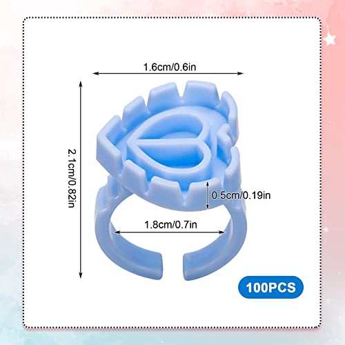 Fuyamp 100 Pcs Lash Glue Holder, Plastic Glue Rings Glue Holder Rings, Love Heart Shaped Lash Glue Rings False Eyelash Glue Ring Cup Lash Volume