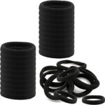 kuou 30 Pcs Hair Bands for Women Girls, Large Cotton Hair Bobbles Strong Elastic Hair Ties No Metal Ponytail Holder for Thick and Culry Hair, Bla