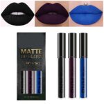 3Pcs Dark Black Blue Purple Matte Liquid Lipstick Sets, Long Lasting Matte Lipstick Lip Stain Lip Gloss Set 24 Hour Waterproof Matt Lipsticks Set
