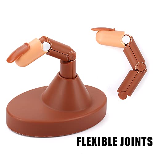 LIONVISON Practice Finger,3 Pcs Flexible False Finger 100 Pcs Replaceable Nail Tips Training Finger Display with Base Practice Fake Finger for Ac