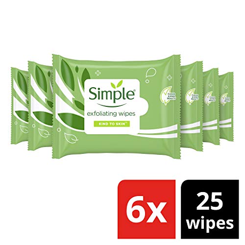 Simple Kind to Skin Exfoliating Facial Wipes 25 Pieces Pack of 6