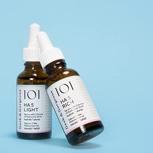 Geek & Gorgeous 101 HA 5 Rich - Serum with 5 forms of Hyaluronic acid, silky & rich - hydrates, softens & plumps the skin - all skin types especi