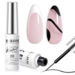 RARJSM Nail Art Gel Liner White Art Gel Liner Polish Black Gel Nail Polish Liner 2PCS Set Soak off Nail Art Striper Polish Curing Requires 8ml Bu