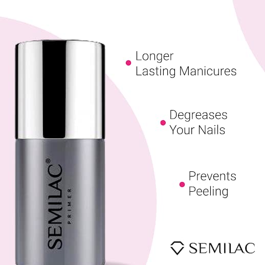 Semilac Acid Free Primer For Gel Nail Polish & Acrylic Nails. Professional Grade Degreaser For Nails For The Perfect Manicure or Pedicure. Easy T