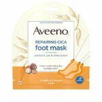 Aveeno Repairing CICA Foot Mask with Prebiotic Oat and Shea Butter, Moisturizing Foot Mask for Extra Dry Skin, 1 Pair of Single-Use Slippers