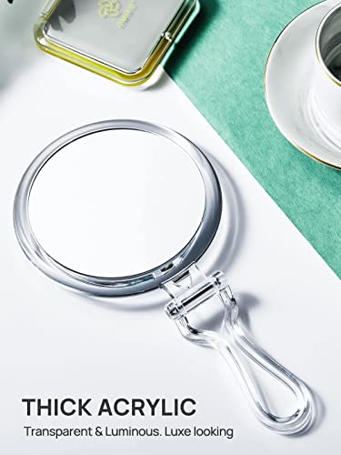 OMIRO Hand Mirror, Double-Sided 1X/10X Magnifying Foldable Makeup Mirror for Handheld, Table and Travel Usage