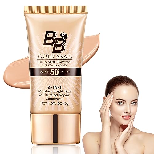 BB Cream Tinted Moisturizer with SPF,SPF50+ Gold Snail Sunscreen,Tinted Moisturizer Face Women Hydrating Moisturizing BB Cream tinted sunscreen f