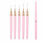 5Pcs Nail Art Brushes,5Pcs Nail Art Liner Brushes Long Set Nail Art Brushe with Lid And Handle 5/8/12/20/25Mm