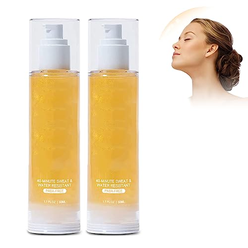 Sun Shield Body Glow SPF 50 - Protection Hydrating Sheer Sunscreen - Glitter Sunscreen Gold Shimmer Mica - Sweat and Water Resistant (1Bottle)