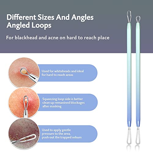 Blackhead Remover Pimple Popper Tool Kit 10 Pcs, Comedone Pimple Extractor Tool, Acne Kit for Blackhead, Whitehead Popping, Zit Removing (Blue)