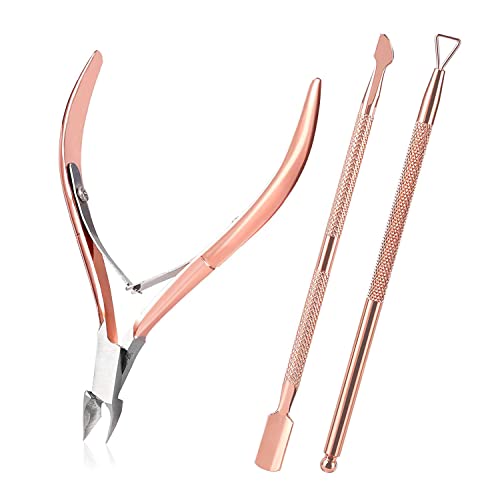 Cuticle Nippers with Cuticle Pusher -Stainless Steel Chameleon Cuticle Cutter Cuticle Clippers Scissors Cuticle Remover for Manicure and Pedicure