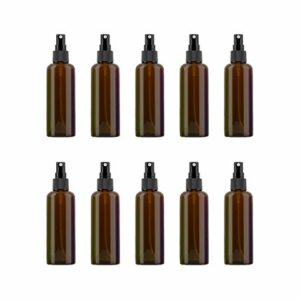 VOANZO 10PCS Empty Plastic Spray Bottle 100ml Fine Mist Travel Atomiser Set Refillable Travel Size Bottle Toiletries Liquid Containers (brown)