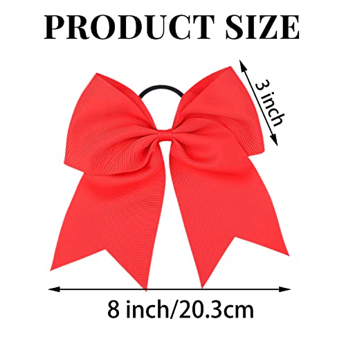 Jeffan 2 Pieces 8 Inch Large Ribbon Bows Hair Ties School Girls Red Ribbon for Hair Ponytail Holders Hair Styling Accessories (Red)