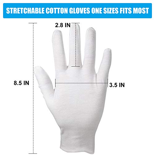 4 Pair Moisturising Gloves,Cotton Gloves for Eczema & Dry Hands,Stretchable Washable White Gloves(Medium Size)