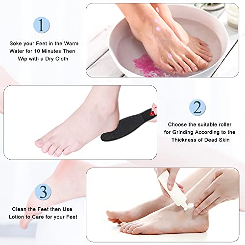 ZOUYUE Electric Foot File Pedicure Set, Rechargeable Waterproof Hard Skin Remover with 3 Rollers and 2 Speeds, Callus Remover Foot Care Gift Kit