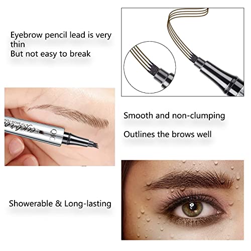Eyebrow Pencil - Waterproof Tattoo Brow Pen With Fork Tip Long-Lasting Brow Tint For Makeup Rapid Natural Brow Beginners (DARK BROWN)