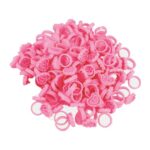 Glue Rings 100Pcs Lash Glue Holder Disposable Glue Rings for Eyelash Extensions, Pink Eyelash Glue Ring Love Heart Shaped Lash Glue Rings Plastic