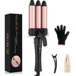 3 Barrel Hair Waver Curler Mermaid Hair Curling Wand Tongs 25MM Beach Waves Ceramic Tourmaline Crimpers Fast Heating Deep Curly Iron with Tempera