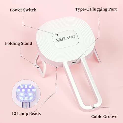 Saviland Mini Nail Lamp - 36W Portable Handheld Mini U V/LED Nail Light for Gel Nails Curing All Soak-Off U V Folding Stand Nail Dryer Easy to Us