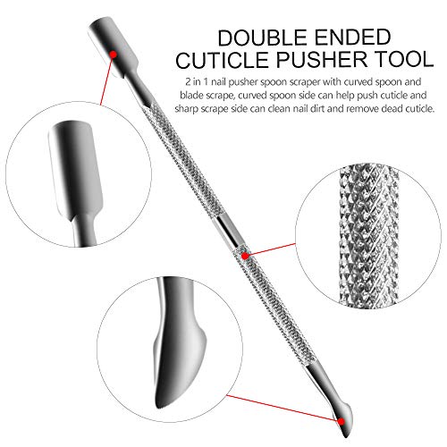 FANDAMEI Nail Gel Polish Remover Tool - Cuticle Pusher + Cuticle Peeler, Double-ended Nail Pusher Spoon Tool and Triangle Cuticle Peeler Scraper