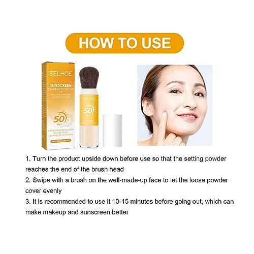 SPF 50 PA+++ Powder Sunscreen For Face, Oil Control Natural Matte Finish, Long-Lasting Lightweight Breathable Sunscreen Power, Mineral Powder Sun