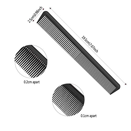 JeoPoom Carbon Comb, Compact Carbon Comb, Coarse Fine 2 Teeth, Break-Proof Anti-Static, Salon Hairdresser Hair Care Tools For Men And Women With