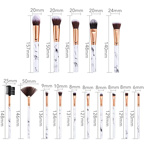 Makeup Brushes DUAIU 15PCs Pink Marble Makeup Brush Set Professional Premium Synthetic Make Up Brushes for Foundation, Powder, Blush, Contour, Co