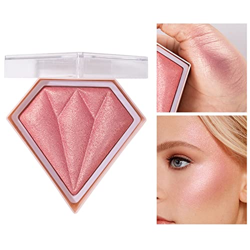 Blushers For Cheeks Make Up, Highlighter Blush Shimmer Blusher, 3D Diamond Long Lasting Contour Palette Brighten Skin Blendable & Buildable Bronz